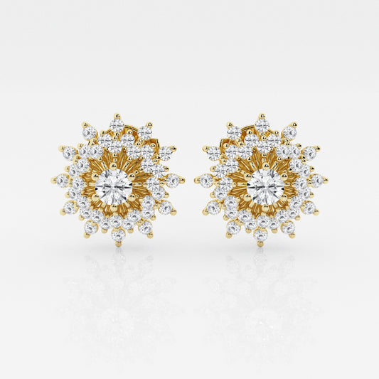 Round Diamond Sun brilliance Fashion Earrings