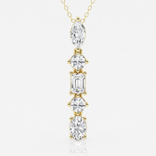 Multi-Shape Diamond Fashion Pendant with Adjustable Chain