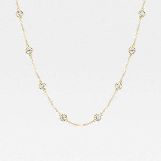 Round Lab Grown Diamond Station Fashion Necklace