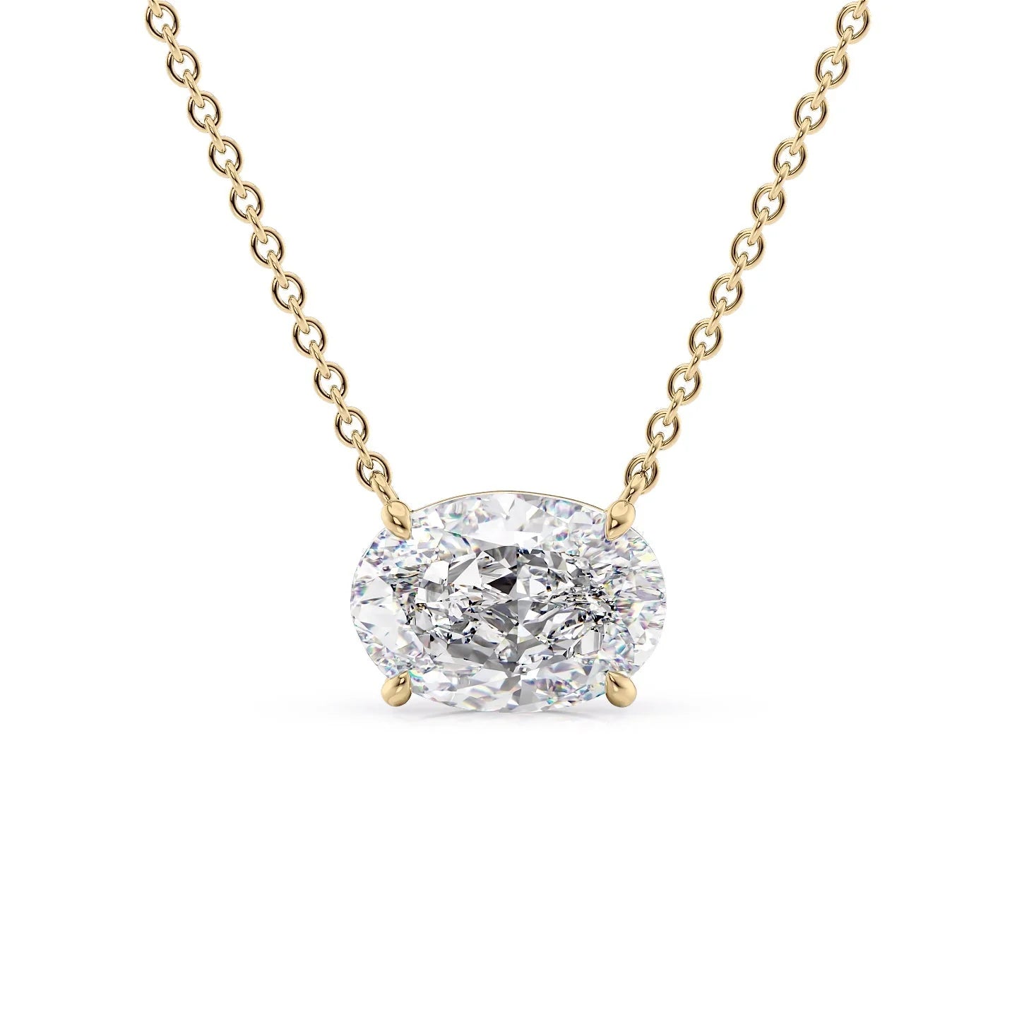 Solitaire Oval East West Cut Diamond Pendant