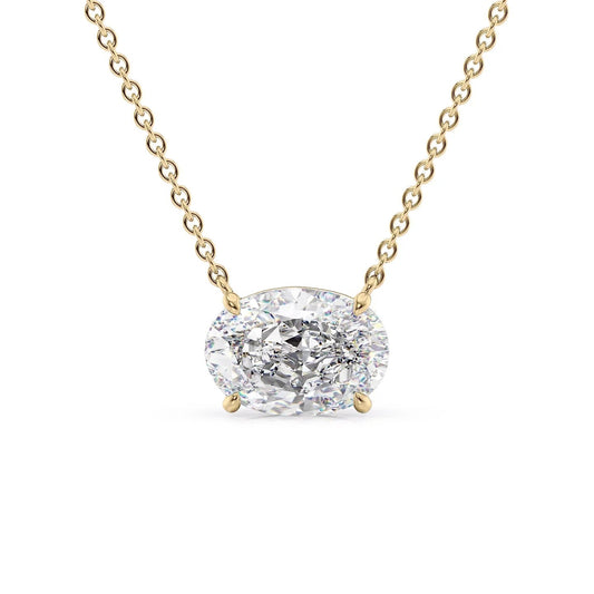 Solitaire Oval East West Cut Diamond Pendant