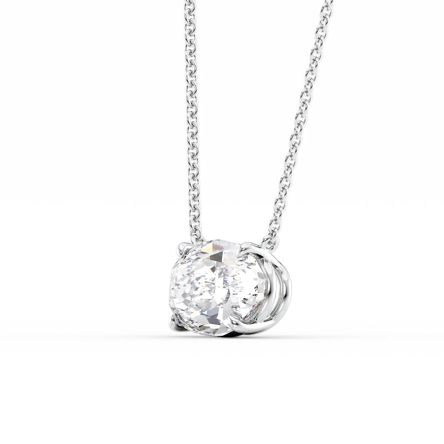 Solitaire Oval East West Cut Diamond Pendant