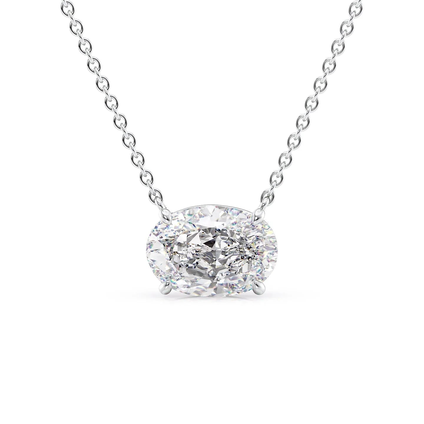 Solitaire Oval East West Cut Diamond Pendant