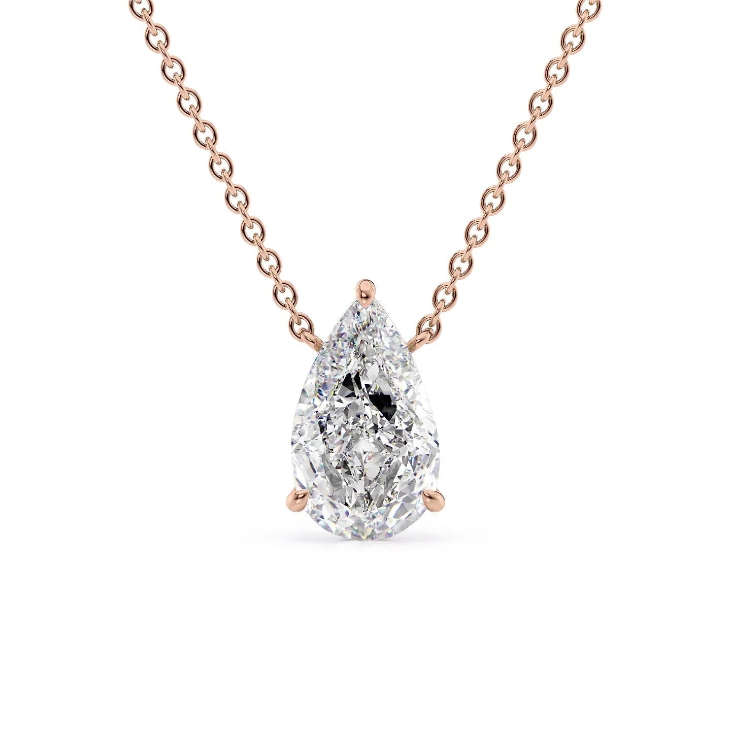 Solitaire Pear Cut Diamond Pendant