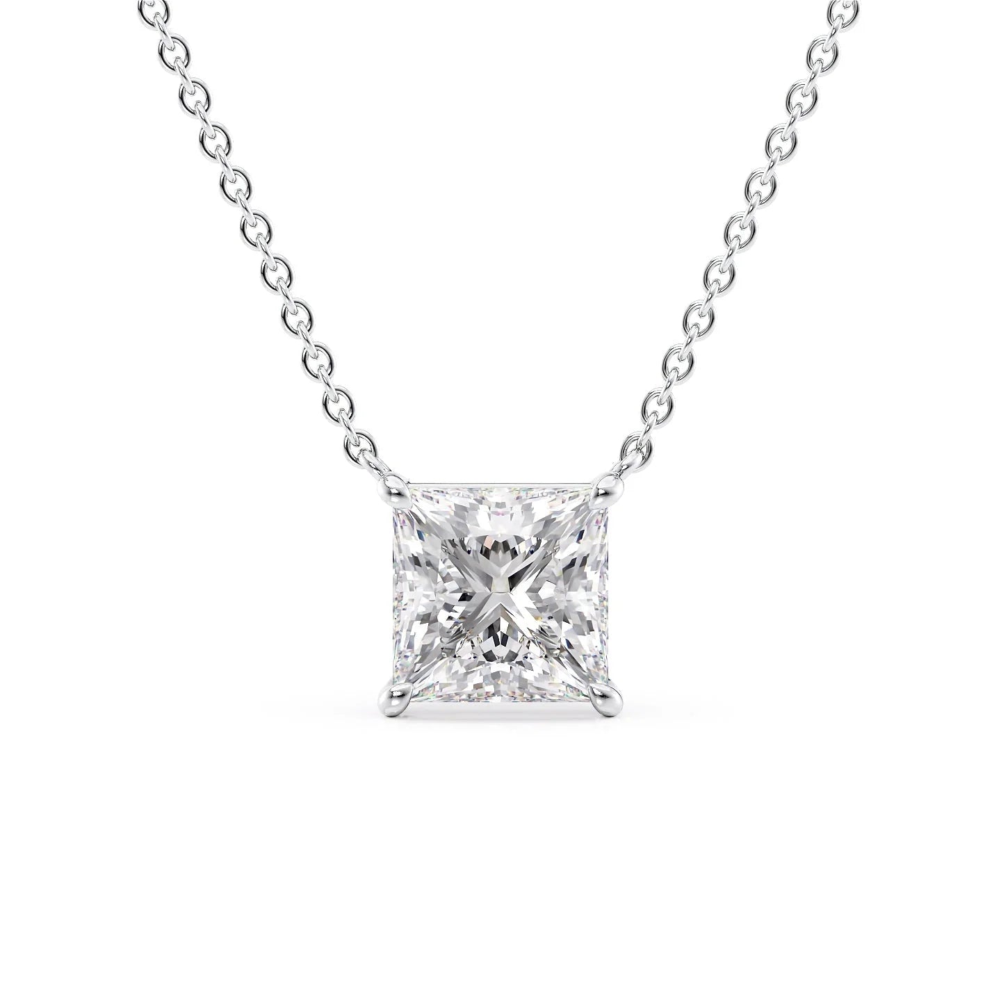 Solitaire Princess Cut Diamond Pendant