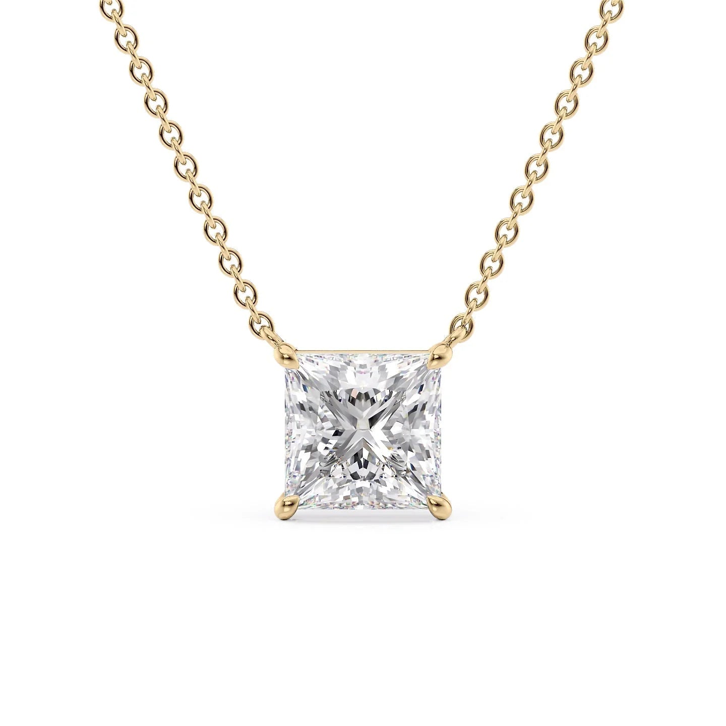 Solitaire Princess Cut Diamond Pendant