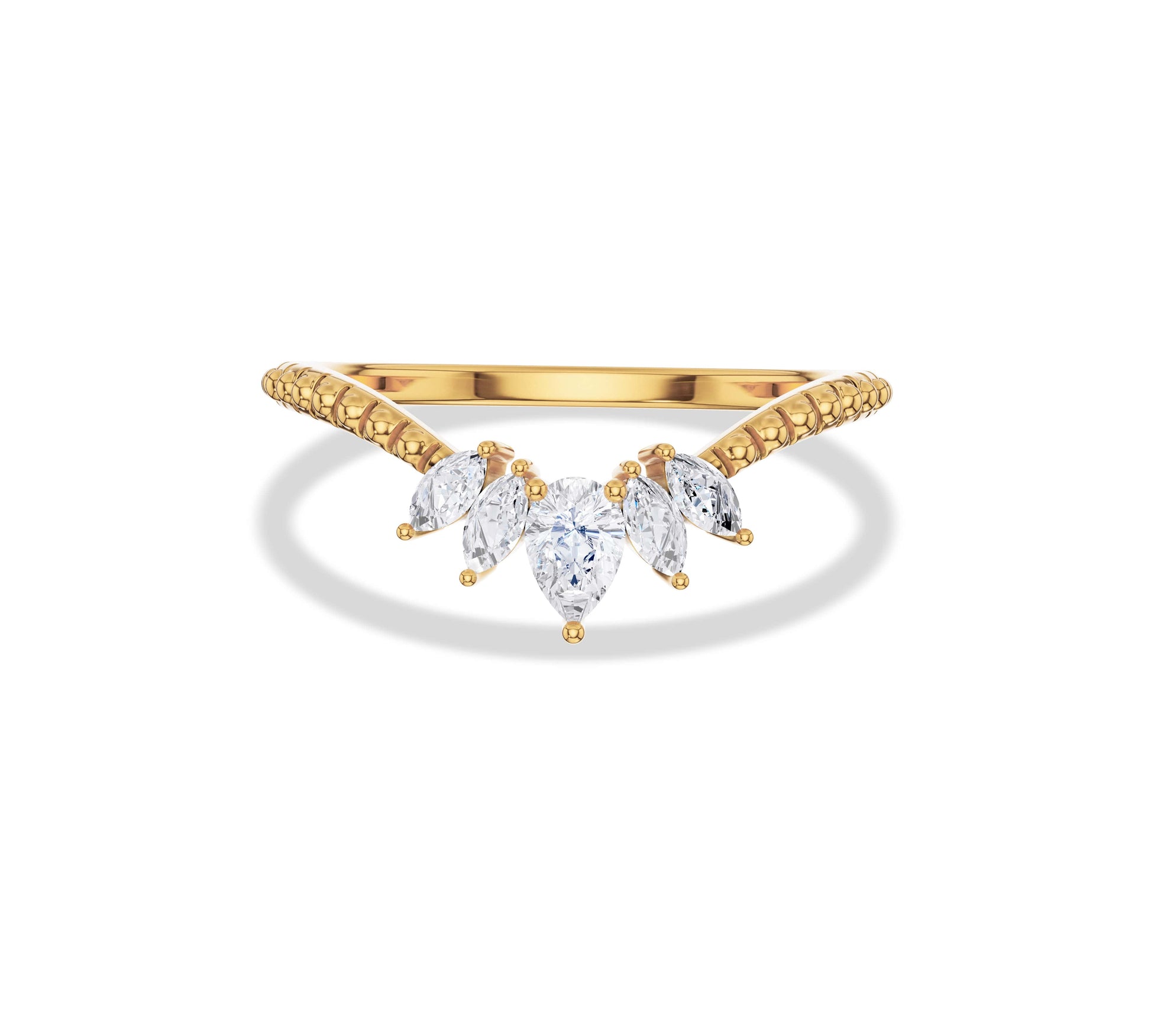 Moissanite Pear and Marquise Curved Wedding Band