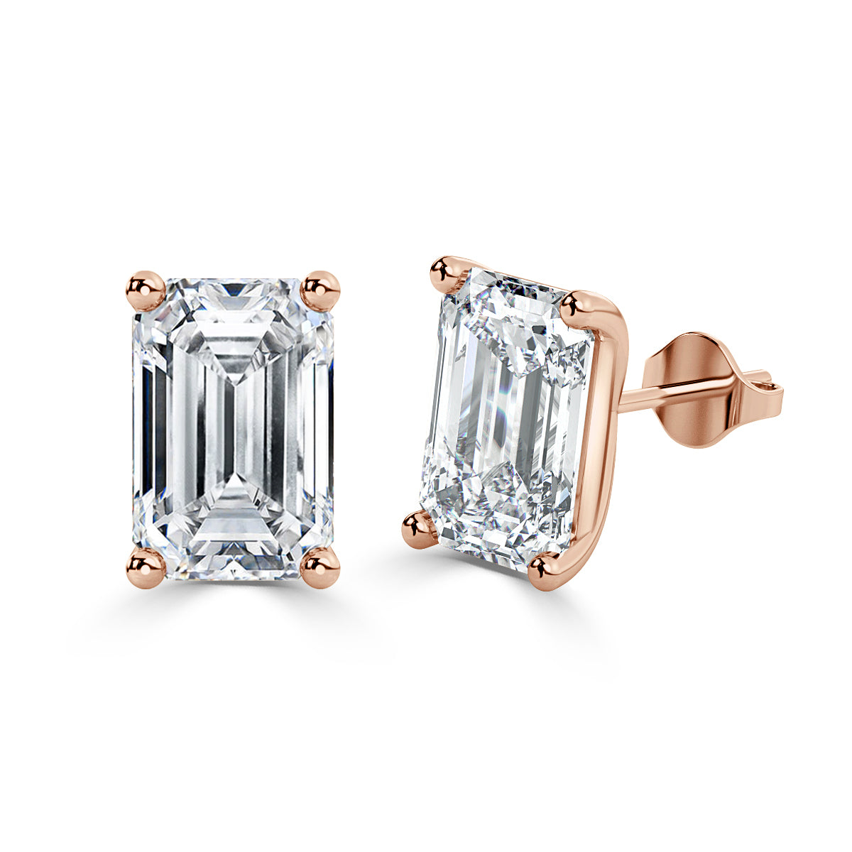 Emerald Cut Diamonds Studs