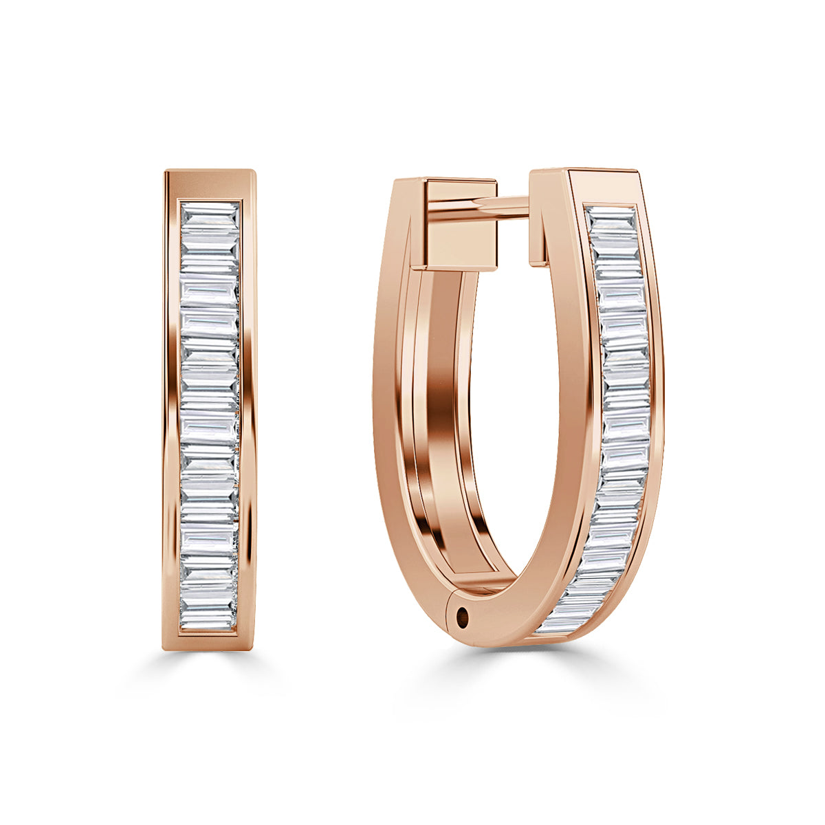 Baguette Hoop Diamond Earrings