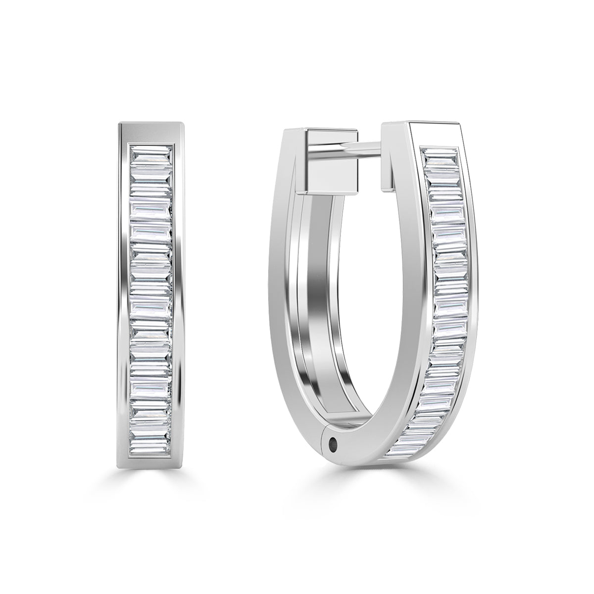 Baguette Hoop Diamond Earrings