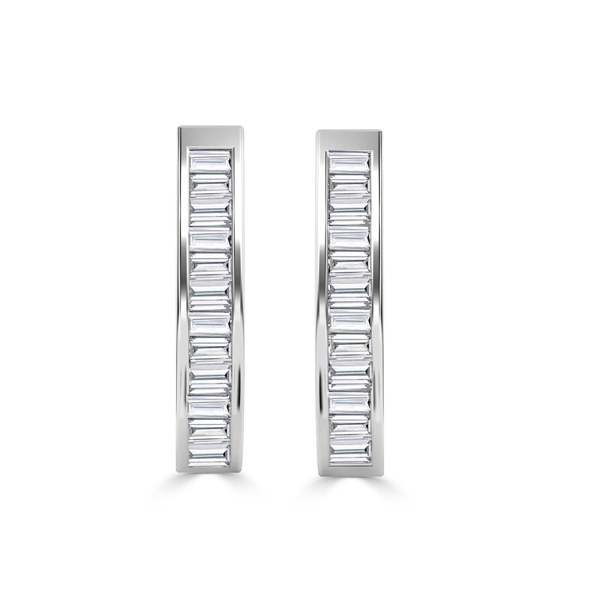 Baguette Hoop Diamond Earrings