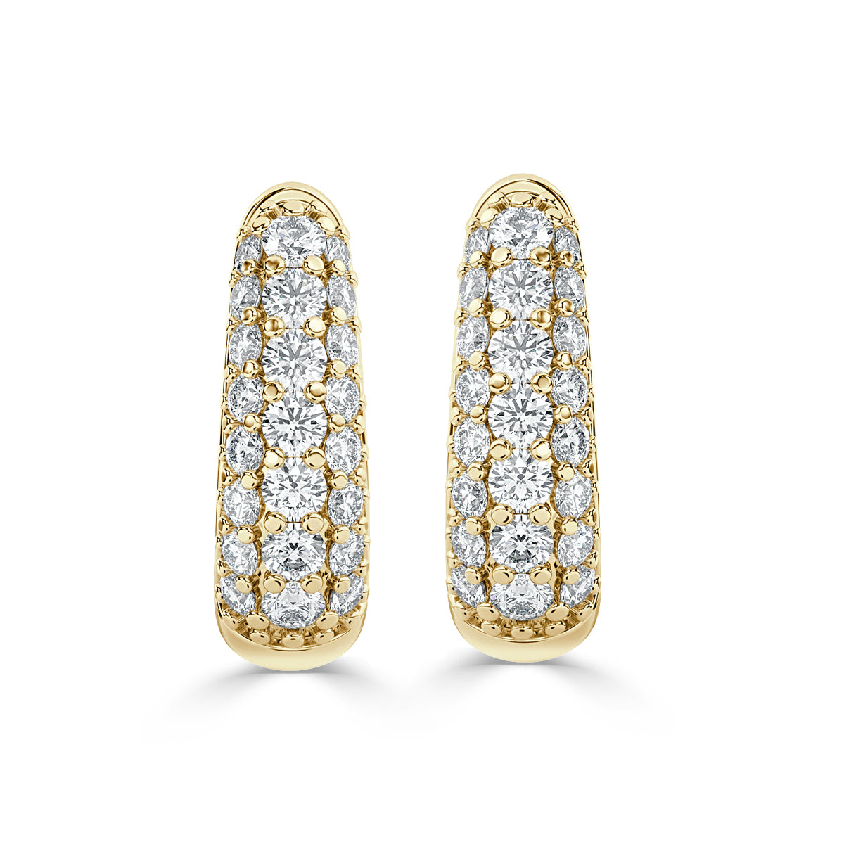 Elegant yellow gold huggies earrings featuring Lab Grown diamonds