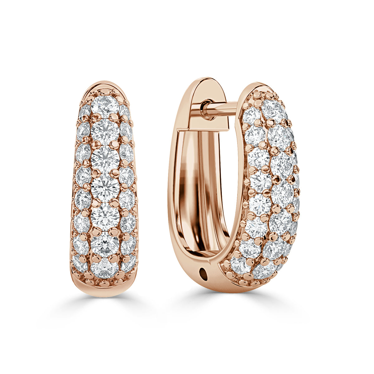 Elegant yellow gold huggies earrings featuring Lab Grown diamonds