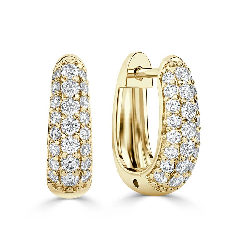 Elegant yellow gold huggies earrings featuring Lab Grown diamonds