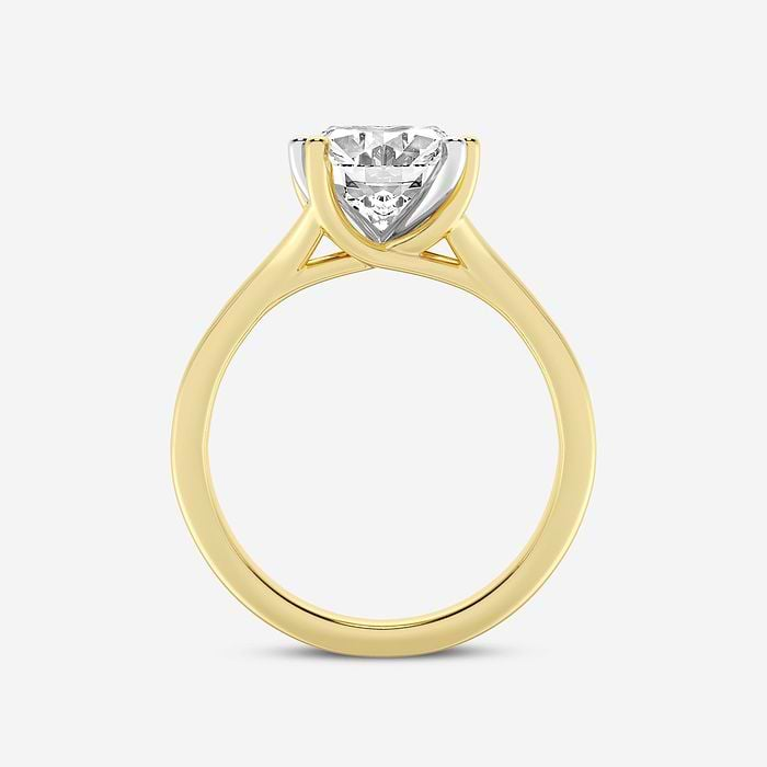 Oval Lab Grown Diamond Two Tone Double Prong Hidden Halo Engagement Ring