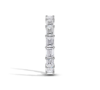 horizontal emerald diamond wedding band