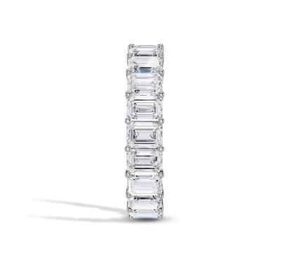 Yellow Gold Wide Emerald Cut Diamond Eternity Ring