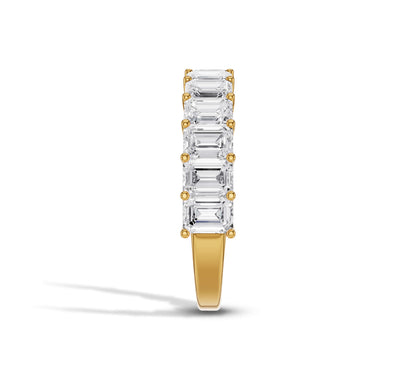 Horizontal emerald cut diamond ring design