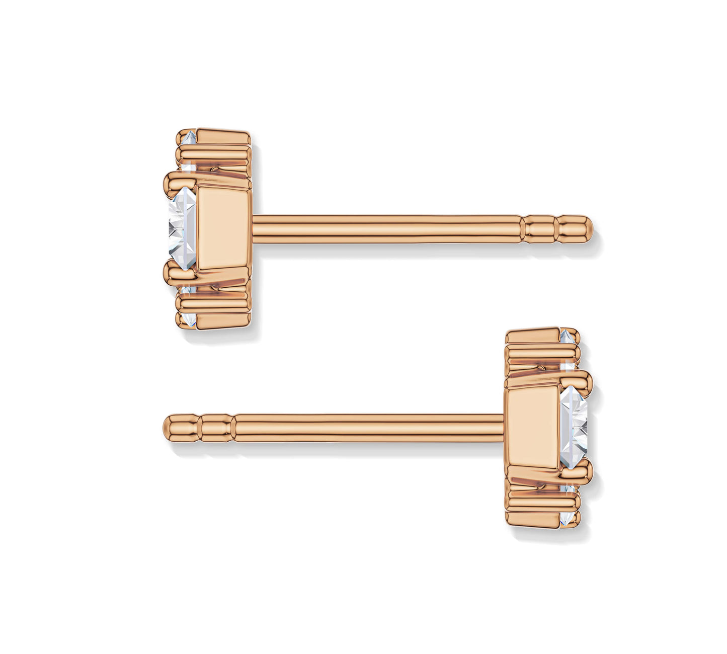 18K rose gold geometric diamond cluster studs