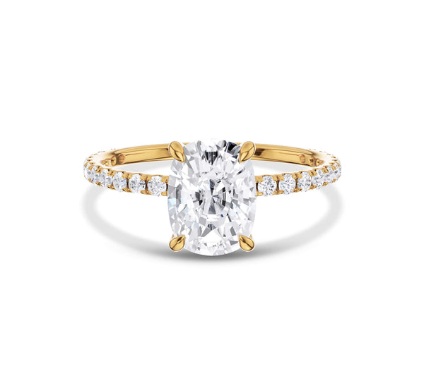 Long Cushion Moissanite Pave Engagement Ring