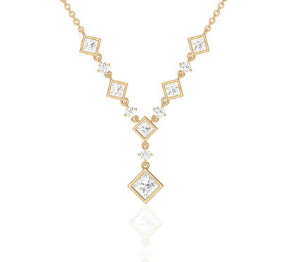 Geometric drop diamond necklace in gold