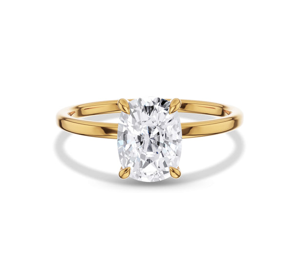 Classic Elongated Cushion Cut Solitaire Engagement Ring