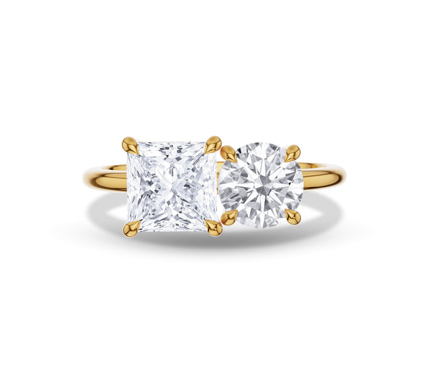 Dual Shape Diamond Ring with Princess and Round