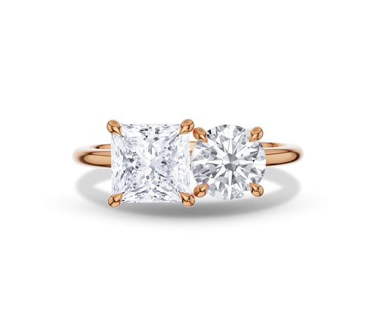 Sleek two shape diamond gold ring