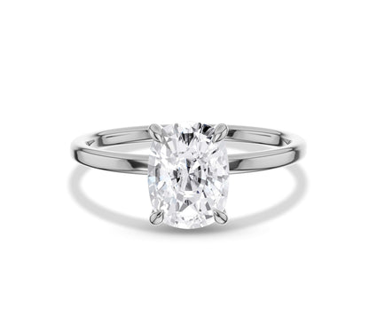 14K white gold simple moissanite ring with cushion cut