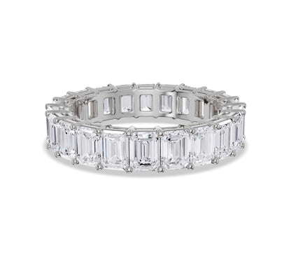 Yellow Gold Wide Emerald Cut Diamond Eternity Ring