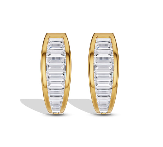 Yellow gold baguette diamond earrings