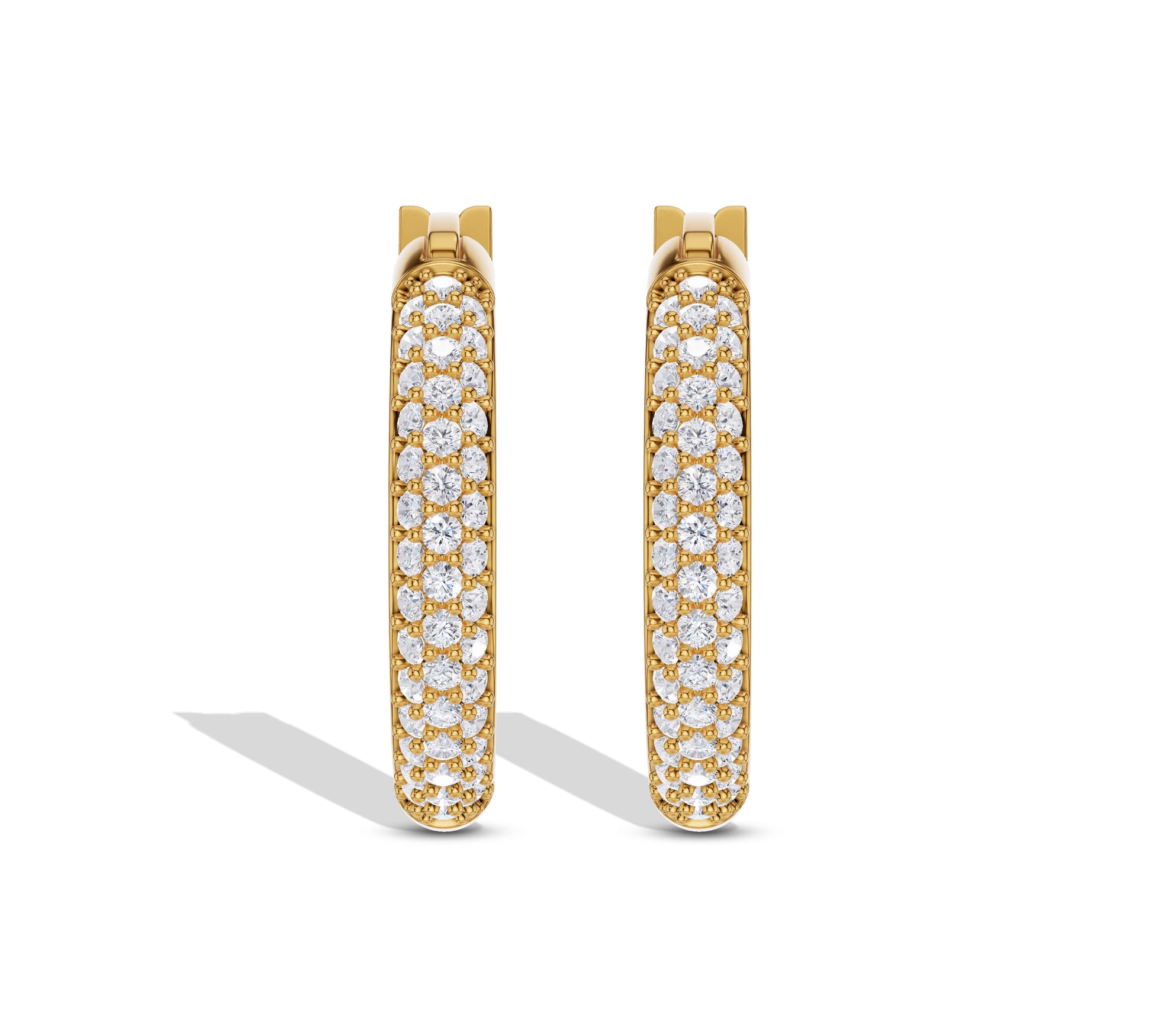 Pave diamond hoop earrings in gold