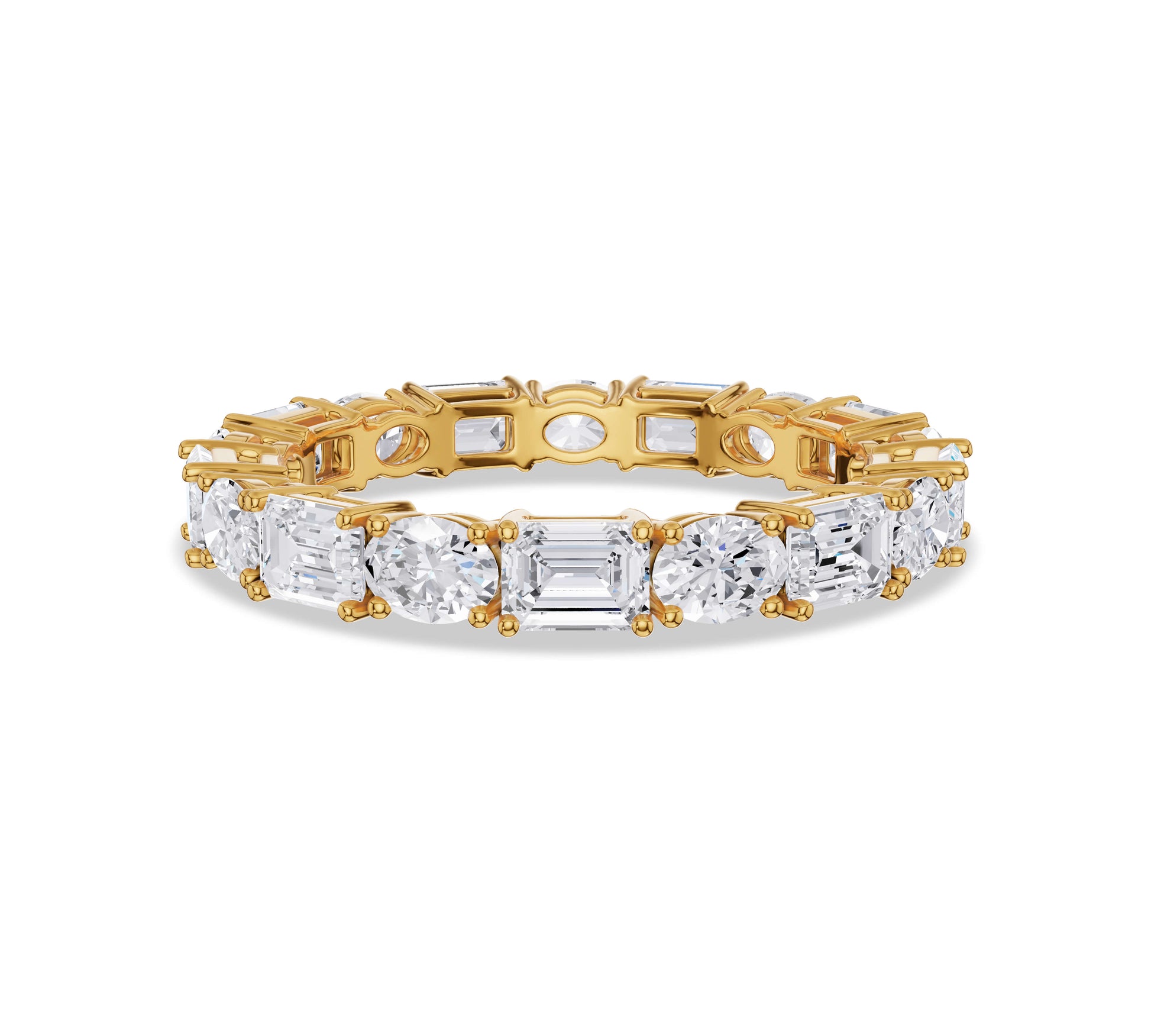 Emerald and oval diamond mix eternity band