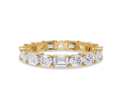Emerald and oval diamond mix eternity band