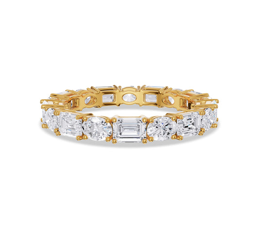 Emerald and oval diamond mix eternity band