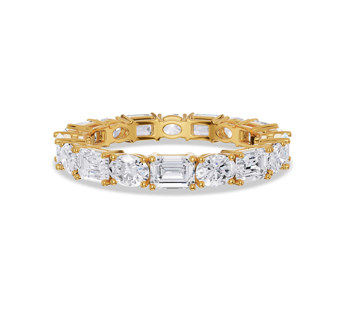Emerald and Oval Diamond Eternity Wedding Band