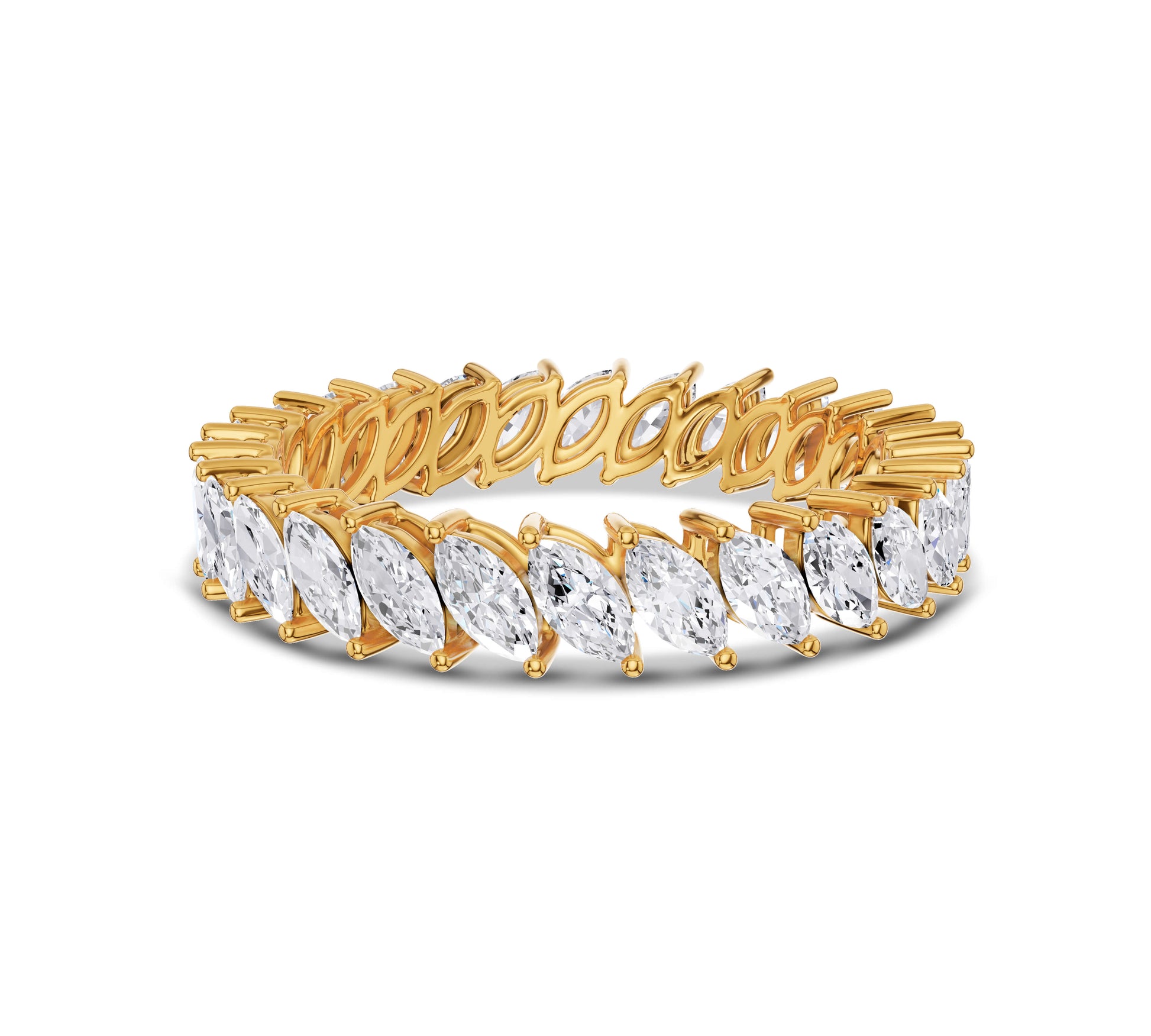 Marquise diamond eternity band in gold