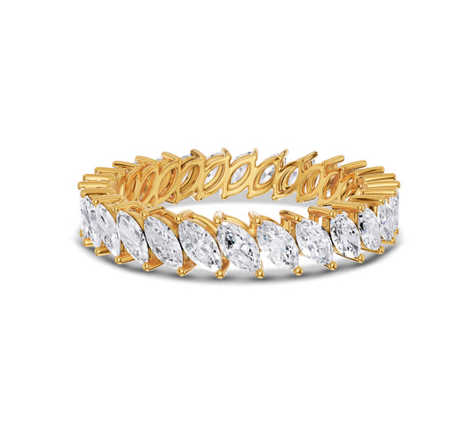 Marquise diamond eternity band in gold