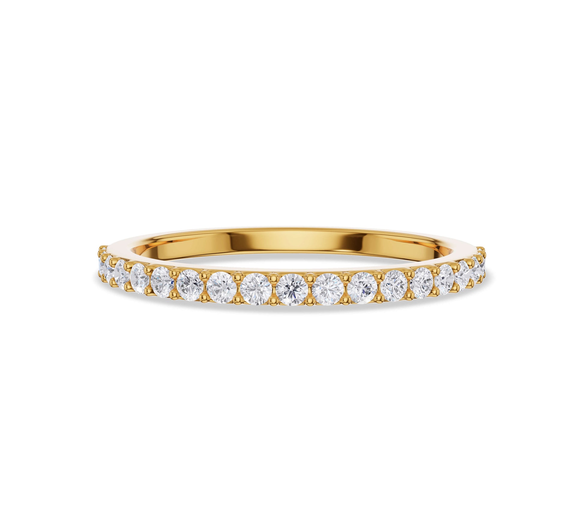 Yellow gold petite diamond band