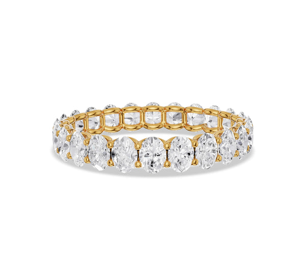 18K Yellow Gold Oval Cut Diamond Eternity Band Ring