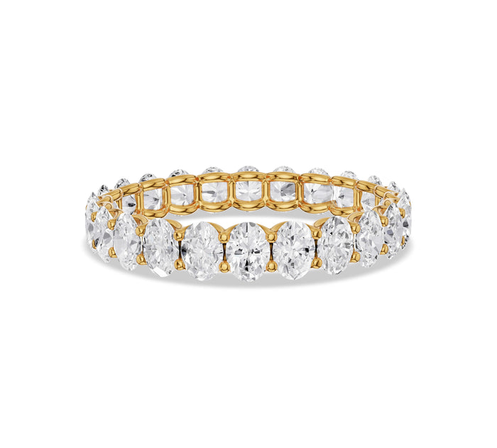 18K Yellow Gold Oval Cut Diamond Eternity Band Ring