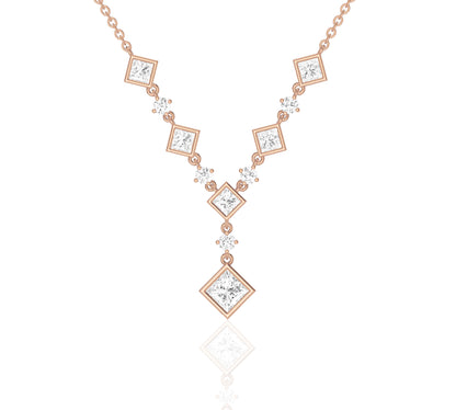 Princess cut diamond drop pendant necklace