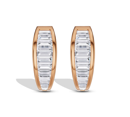 Rose gold baguette diamond huggie hoops