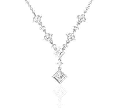 Layered look necklace with diamond drops