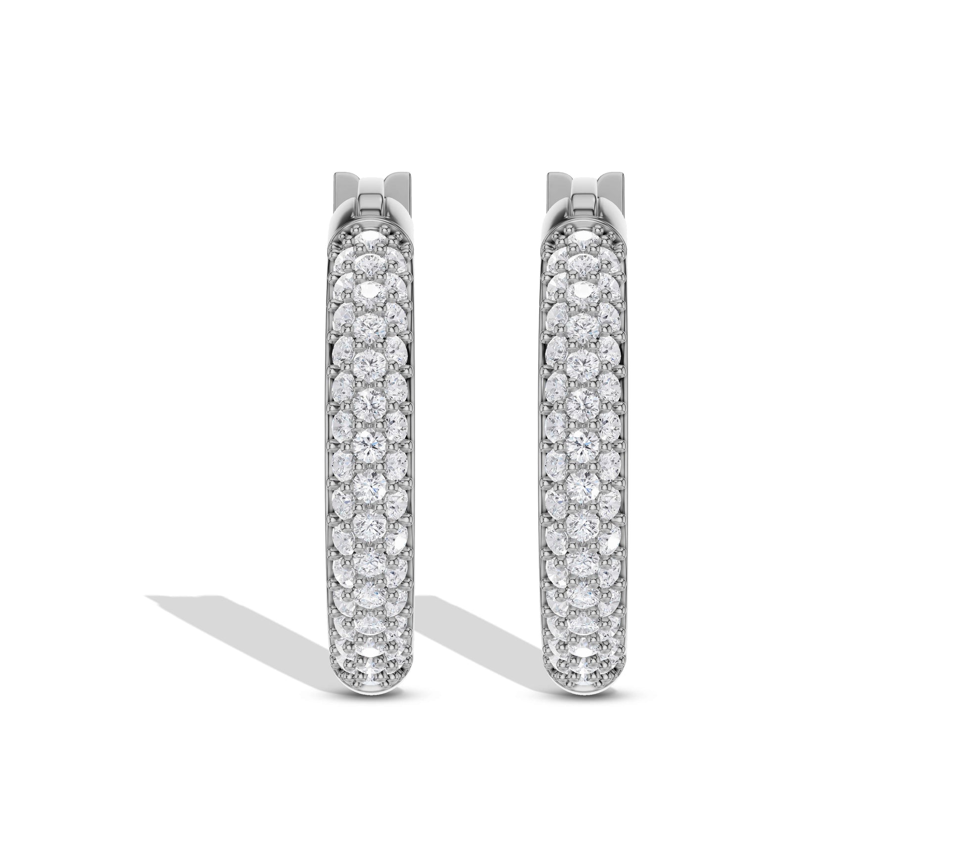 Triple row pave diamond hoops