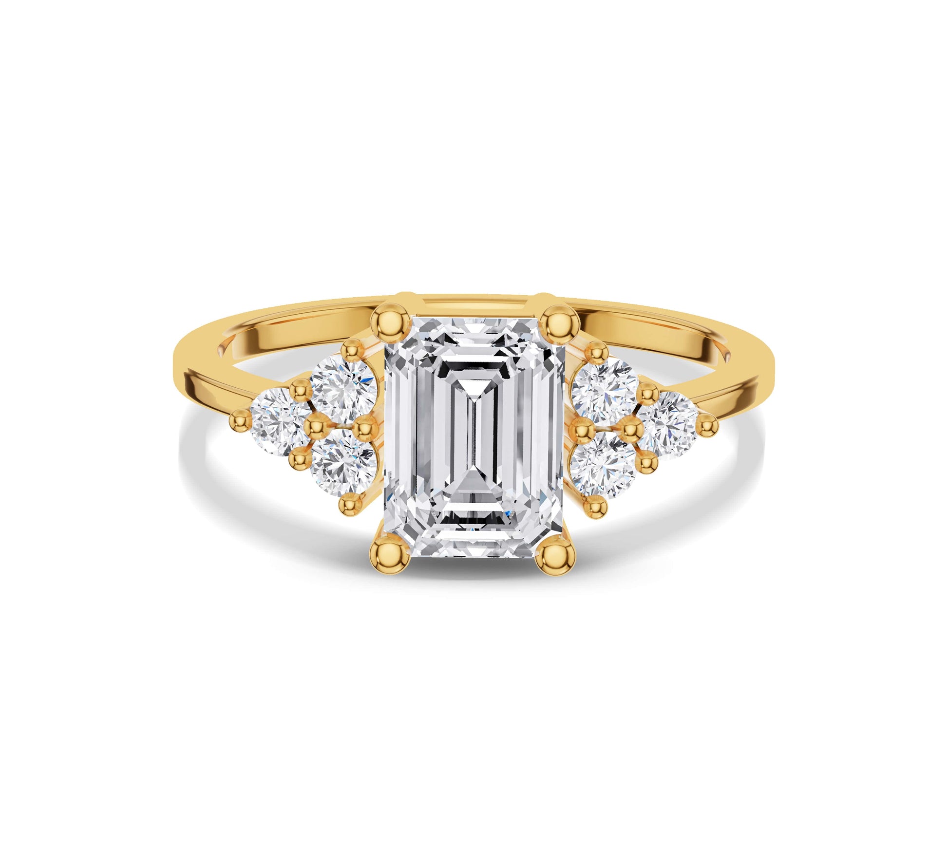 Emerald cut ring with nature design