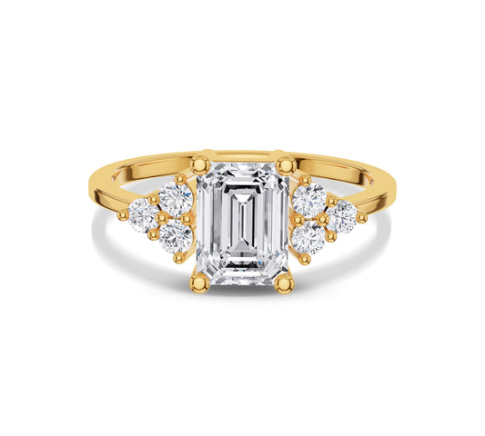 Emerald cut ring with nature design