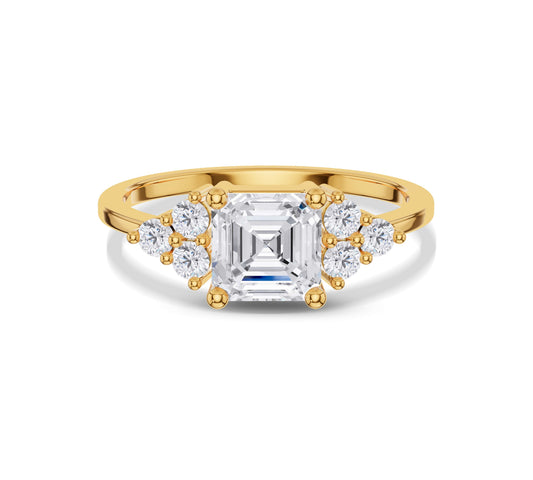 Elegant Asscher cut diamond engagement ring