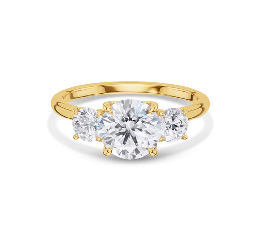Classic three stone diamond ring gold