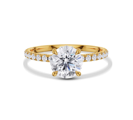 Solitaire diamond engagement ring with hidden halo